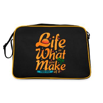 Pura Vida Lebensfroh Tropische Palmen Geschenk - Retro Tasche - Schwarz/Gold - Hinten