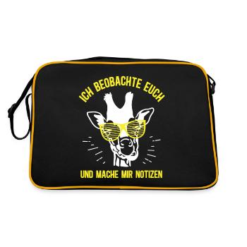 Nachbar Spionieren Lustiger Spruch Nachbarn Ärgern - Retro Tasche - Schwarz/Gold - Hinten