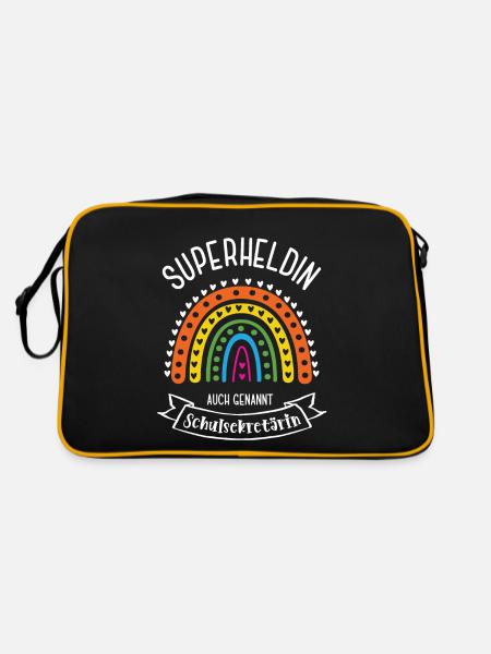 Schulsekretärin Sekretärin Schule Beruf Büro - Retro Tasche - Schwarz/Gold - Hinten