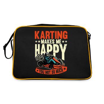 Karting Makes Me Happy Rennfahrer Rennkarts - Retro Tasche - Schwarz/Gold - Hinten