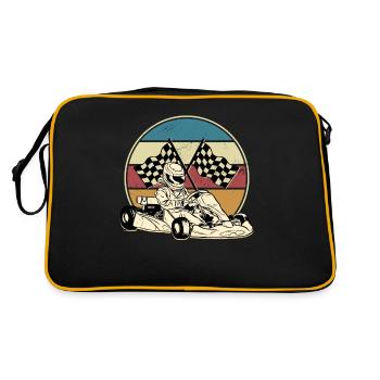 Vintage Go Kart Perfekt Für Karting Rennsportler - Retro Tasche - Schwarz/Gold - Hinten