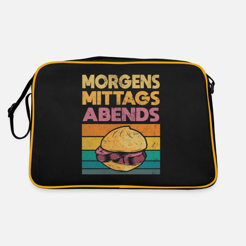 Leberkas Brühwurst Morgens Mittags Abends Geschenk Retro Tasche
