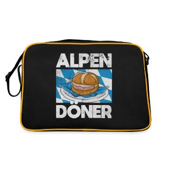 Bayrischer Alpen Döner Leberkas Leberkäse Brotzeit - Retro Tasche - Schwarz/Gold - Hinten