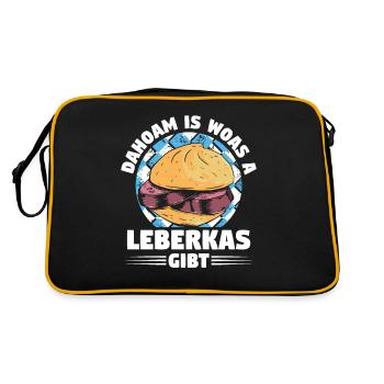Leberkäse Bayern Dahoam Woas Leberkas Gibt - Retro Tasche - Schwarz/Gold - Hinten