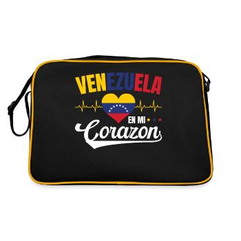 Venezuela En Mi Corazon Lebensweisheit Venezolaner - Retro Tasche - Schwarz/Gold - Hinten