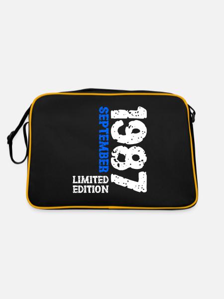 1987 September Limited Edition 36. Geburtstag Deko - Retro Tasche - Schwarz/Gold - Hinten