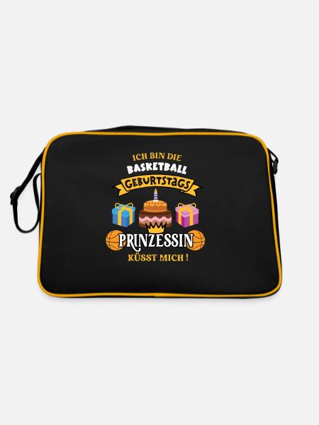 Basketball Geburtstag Spielerin Trainerin Bball - Retro Tasche - Schwarz/Gold - Hinten