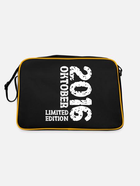 2016 Oktober Limited Edition 7. Geburtstag Deko - Retro Tasche - Schwarz/Gold - Hinten