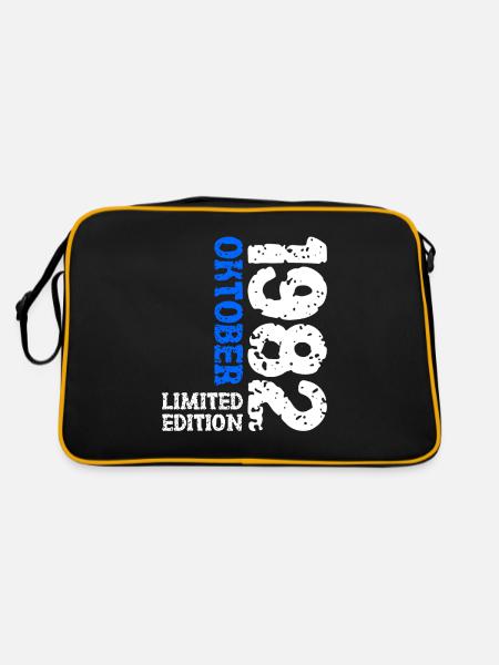 1982 Oktober Limited Edition 41. Geburtstag Deko - Retro Tasche - Schwarz/Gold - Hinten