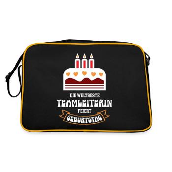 Teamleiterin Geburtstag Teamchefin Geb Team Chefin - Retro Tasche - Schwarz/Gold - Hinten