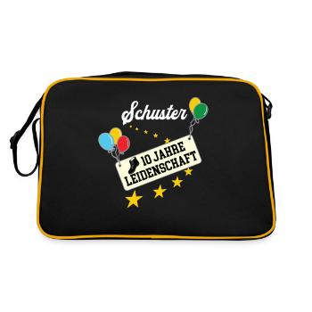 Schuster 10 jähriges Jubiläum Schusterei 10 Jahre - Retro Tasche - Schwarz/Gold - Hinten