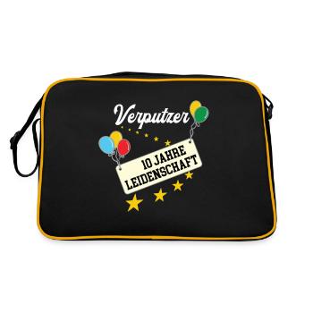 Verputzer Jubiläum 10 Jahre Stuckateur Jubi 10ten - Retro Tasche - Schwarz/Gold - Hinten