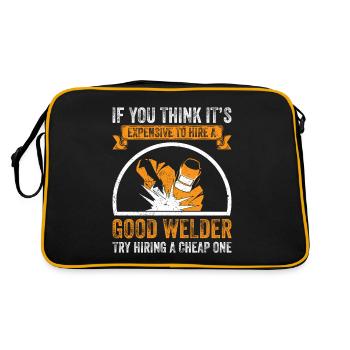 Schweißen Elektorschweißen Brennen Schweißbrenner - Retro Tasche - Schwarz/Gold - Hinten