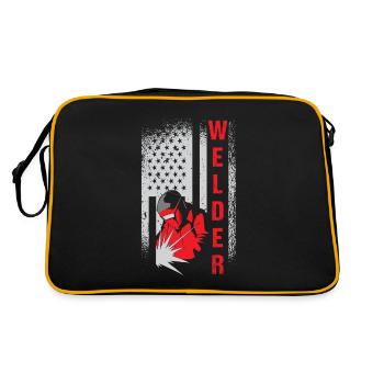 Soudeur USA Flag Patriot Welding - Sac Retro - noir/or - Dos