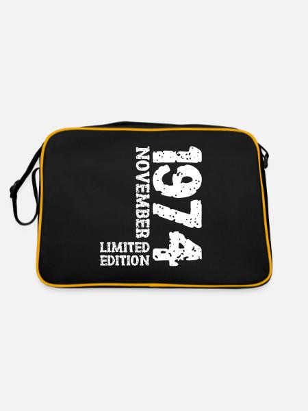 1974 November Limited Edition 49. Geburtstag Deko - Retro Tasche - Schwarz/Gold - Hinten
