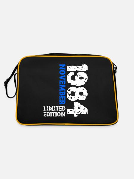 1984 November Limited Edition 39. Geburtstag Deko - Retro Tasche - Schwarz/Gold - Hinten