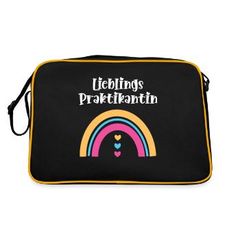 Lieblings Praktikantin Praktikum Danke Praktikant - Retro Tasche - Schwarz/Gold - Hinten