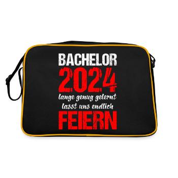 Bachelor 2024 Lange Genug Gelernt Lasst Uns Feiern - Retro Tasche - Schwarz/Gold - Hinten