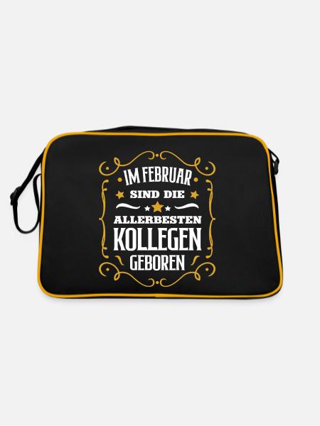 Geburtstag Kollege Februar Beste Kollegen Arbeit - Retro Tasche - Schwarz/Gold - Hinten