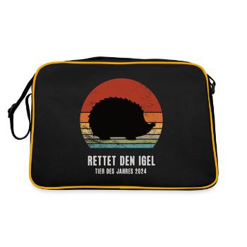 Igel Tier Des Jahres 2024 Wildtier Stacheltier - Retro Tasche - Schwarz/Gold - Hinten