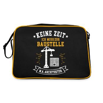 Keine Zeit ich muss zur Baustelle M.A. Architektur - Retro Tasche - Schwarz/Gold - Hinten