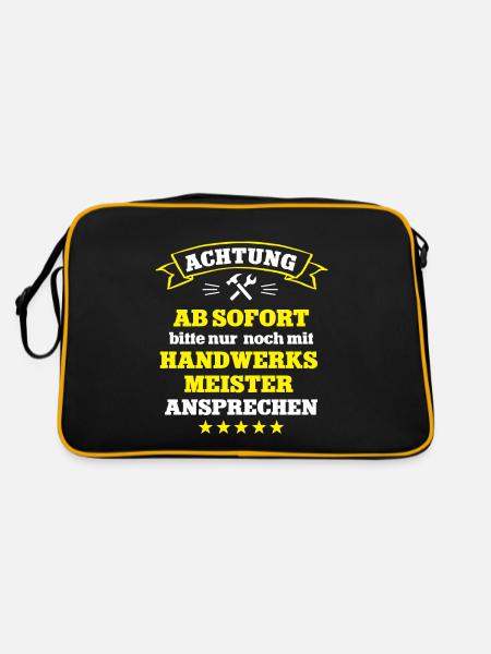 Handwerksmeister Meister Handwerk Meisterprüfung - Retro Tasche - Schwarz/Gold - Hinten