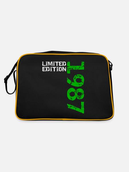 1987 édition limitée anniversaire cadeau femme mari - Sac Retro - noir/or - Dos