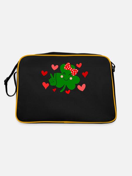 Accessoires de la Saint-Patrick Irlande Shamrock décoration - Sac Retro - noir/or - Dos