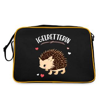 Igelretterin Weißbauchigel Igel Tier Stacheligel - Retro Tasche - Schwarz/Gold - Hinten