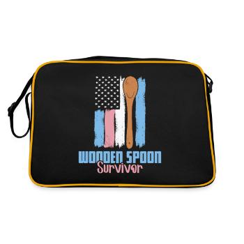 Cuillère en bois Survivor USA drapeau cuillère en bois - Sac Retro - noir/or - Dos