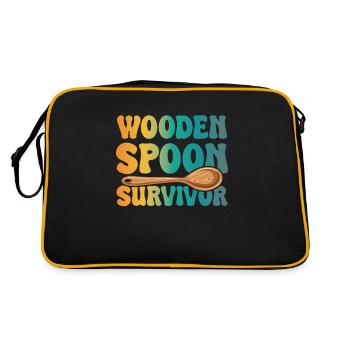 Wooden Spoon Survivor Vintage Erziehung Geschenk - Retro Tasche - Schwarz/Gold - Hinten