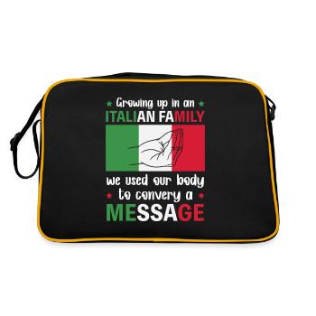 Italien famille corps parlant signe de la main - Sac Retro - noir/or - Dos