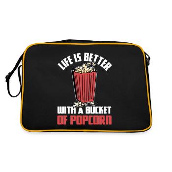 Bucket Of Popcorn Kinoabend Filme Snackabend - Retro Tasche - Schwarz/Gold - Hinten