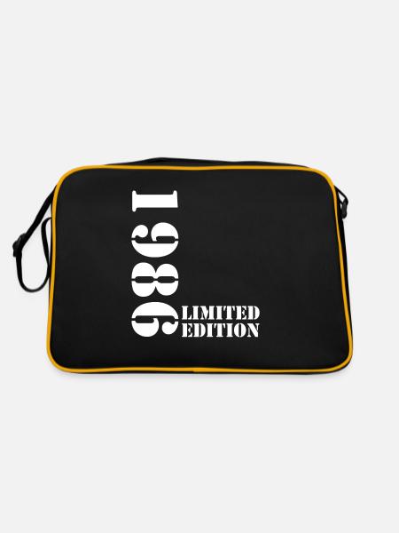 1986 édition limitée anniversaire cadeau femme mari - Sac Retro - noir/or - Dos