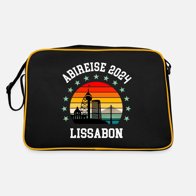Lissabon 2024 Abireise Klassenfahrt Abi Abifahrt - Retro Tasche - Schwarz/Gold