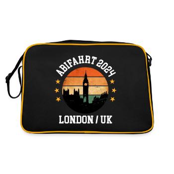 Abi Reise London 2024 Abifahrt Abitur England Tour - Retro Tasche - Schwarz/Gold - Hinten