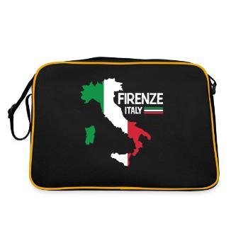 Firenze Italy Florenz Landkarte Regionen Italien - Retro Tasche - Schwarz/Gold - Hinten
