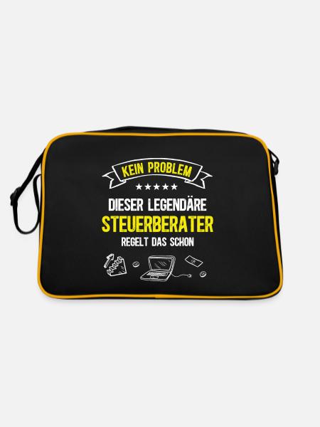 Steuerberater Steuerberatung Beruf Finanzen Steuer - Retro Tasche - Schwarz/Gold - Hinten