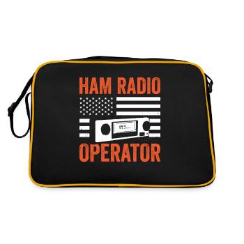 Ham Radio USA Flagge Patriotisch Moderator - Retro Tasche - Schwarz/Gold - Hinten