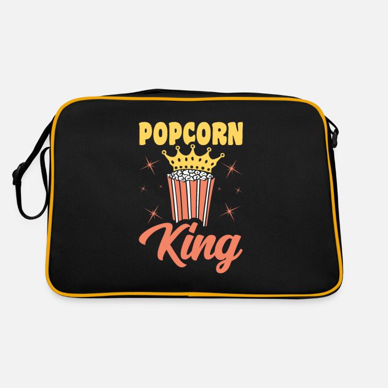 Popcorn King Lustiges Popped Corn Geschenk - Retro Tasche - Schwarz/Gold
