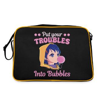 Süßigkeiten Kaugummi Frauen Troubles Into Bubbles - Retro Tasche - Schwarz/Gold - Hinten