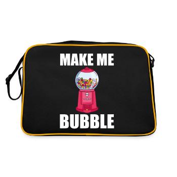 Kaugummi Automat Spruch - Make Me Bubble - Retro Tasche - Schwarz/Gold - Hinten