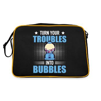 Turn Your Troubles Into Bubbles - Kaugummi Snack - Retro Tasche - Schwarz/Gold - Hinten