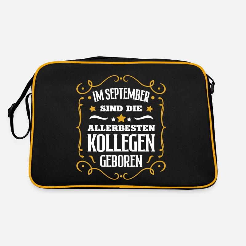 Geburtstag Kollege September beste Kollegen Geb - Retro Tasche - Schwarz/Gold