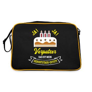 Verputzer Geburtstag Geburtstagsgeschenk Handwerk - Retro Tasche - Schwarz/Gold - Hinten