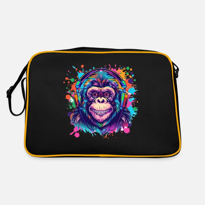 Affe Mit Kopfhörer Damen Deko Herren Geschenk Retro Tasche