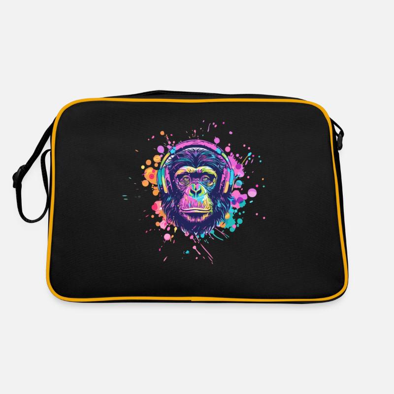 Affe Mit Kopfhörer Damen Deko Herren Geschenk Retro Tasche