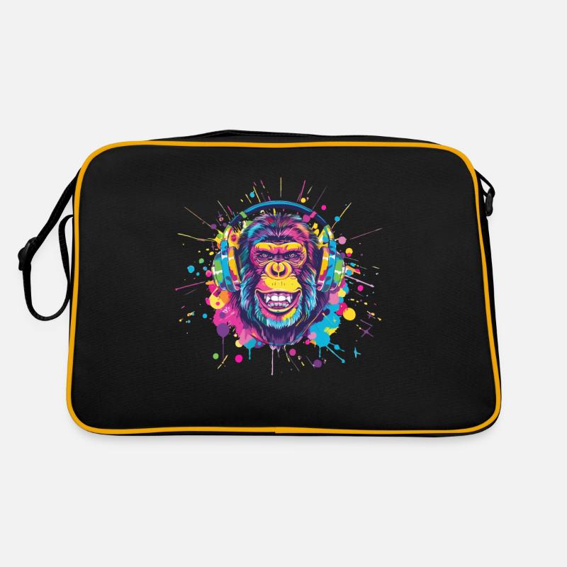 Affe Mit Kopfhörer Damen Deko Herren Geschenk Retro Tasche