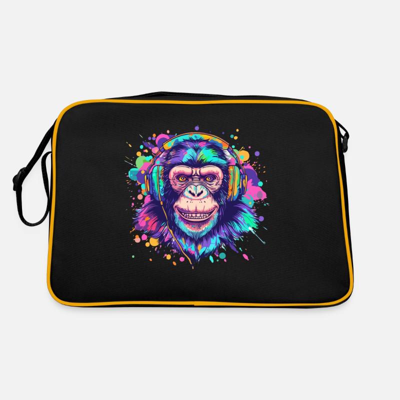 Affe Mit Kopfhörer Damen Deko Herren Geschenk Retro Tasche