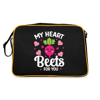 Beetroot Relationship Saying Heart Beets For You - Retro Bag - black/gold - Back